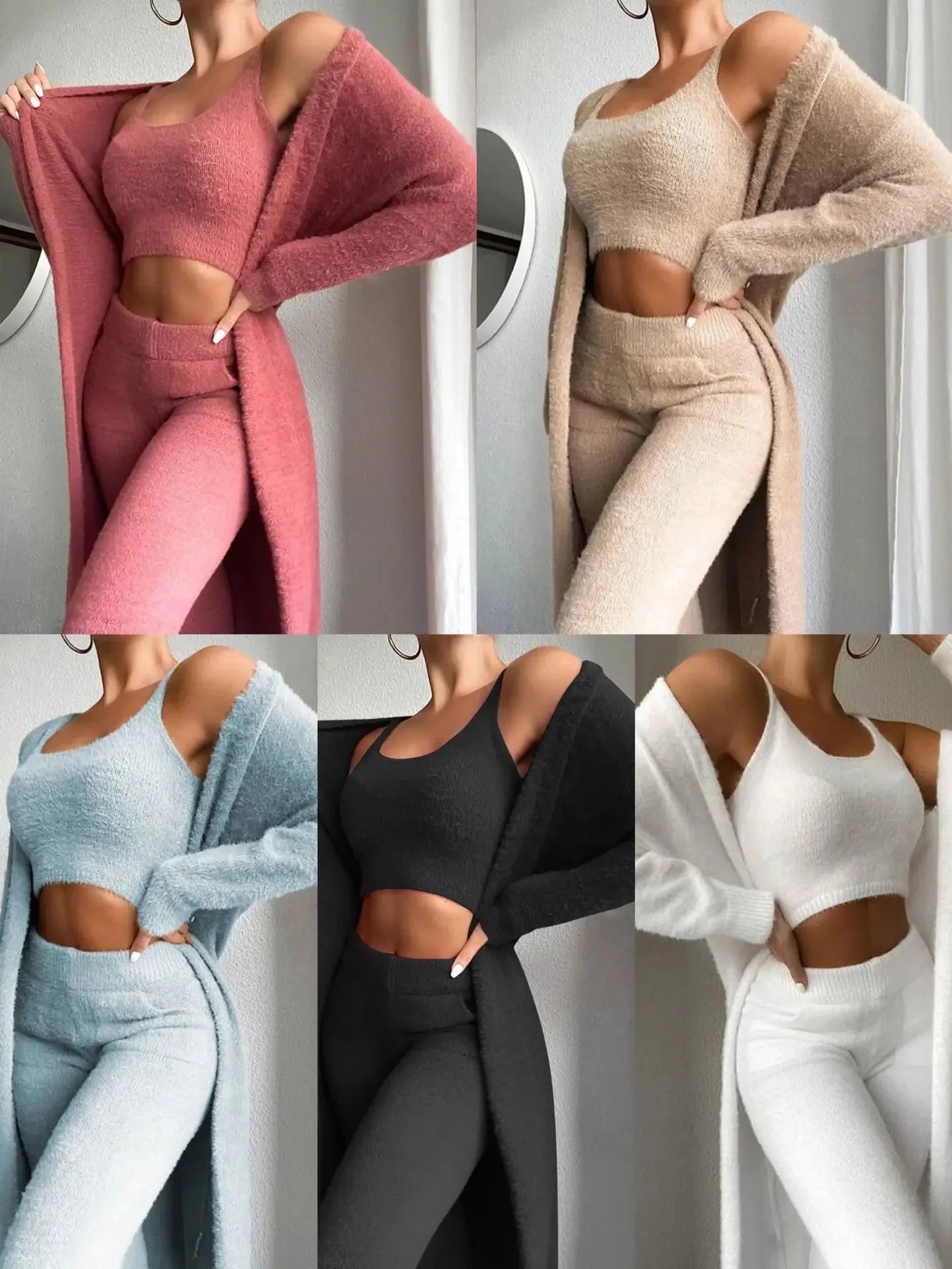 3 - Piece Fuzzy Fleece Loungewear Set - Regalia Cloth