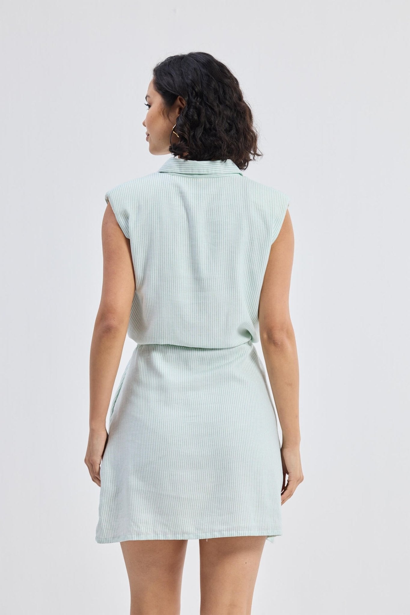 Drawstring Shirt Dress in Stripes - Regalia Cloth