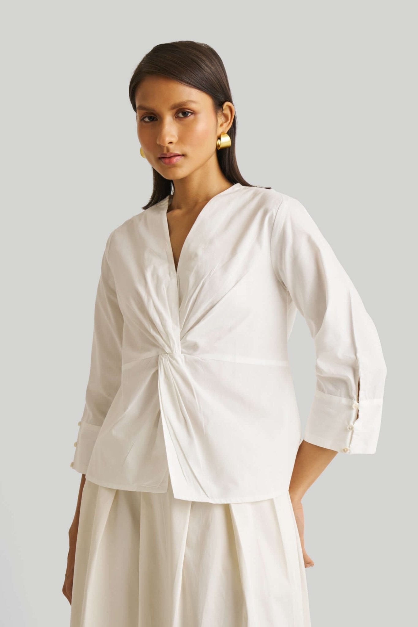 Front Twist Top in White - Regalia Cloth
