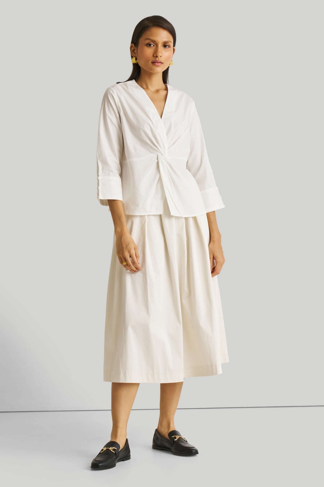 Front Twist Top in White - Regalia Cloth