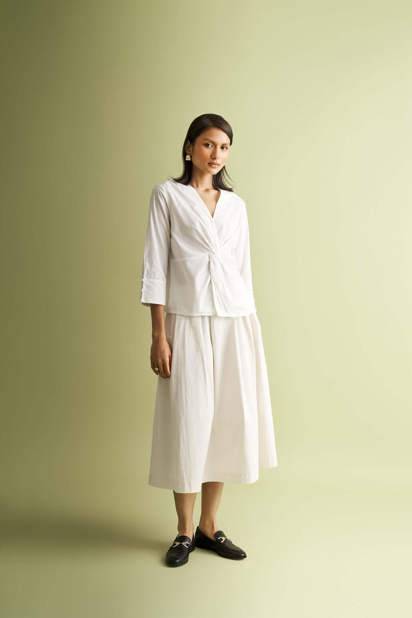 Front Twist Top in White - Regalia Cloth