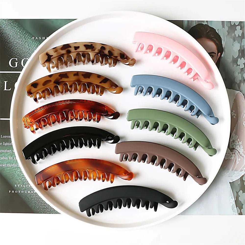 Frosted Solid Color Banana Hair Clips – Fashion Ponytail Barrettes & Hair Claws for Women - Regalia Cloth
