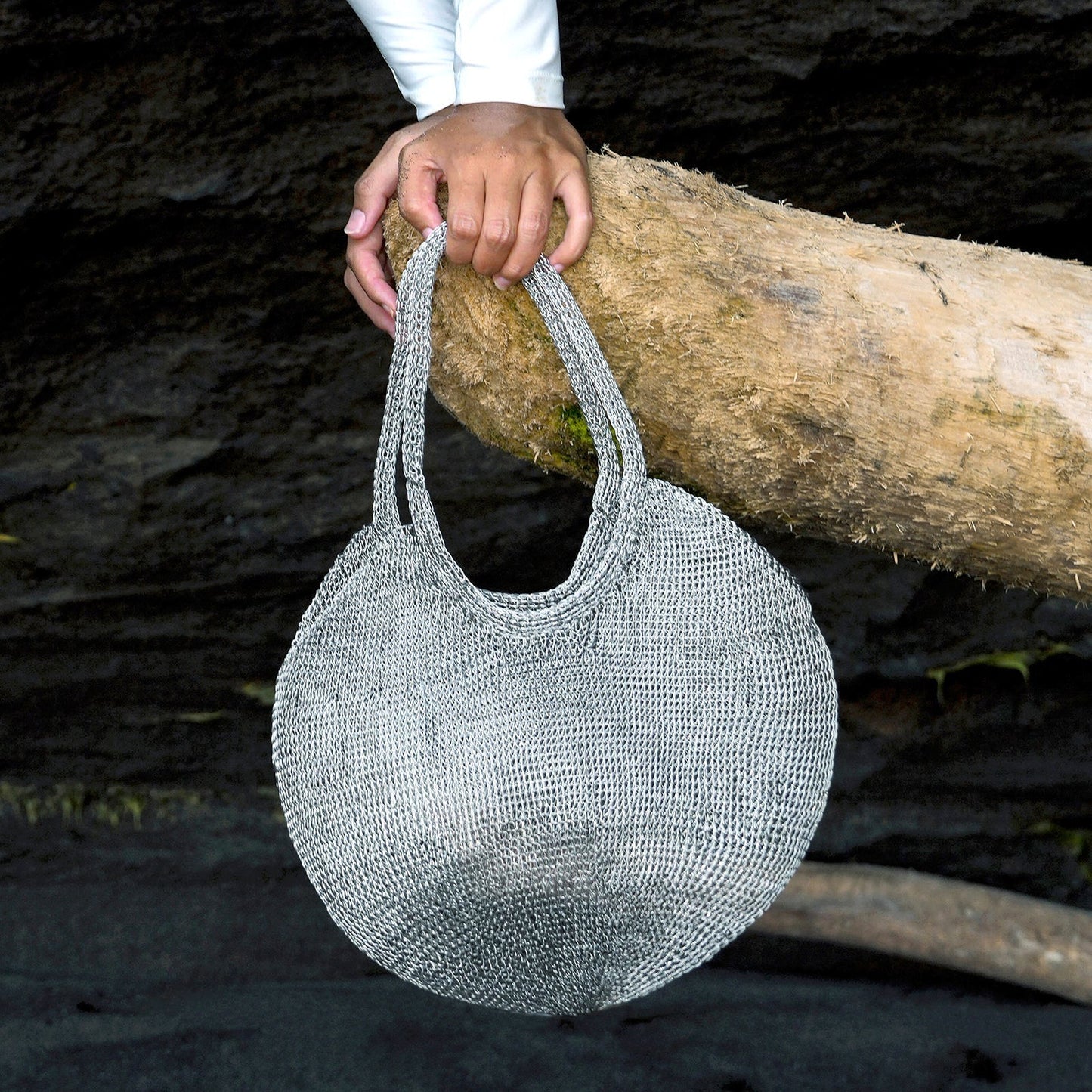 SOL Mesh Wire Tote Bag in Silver - Regalia Cloth