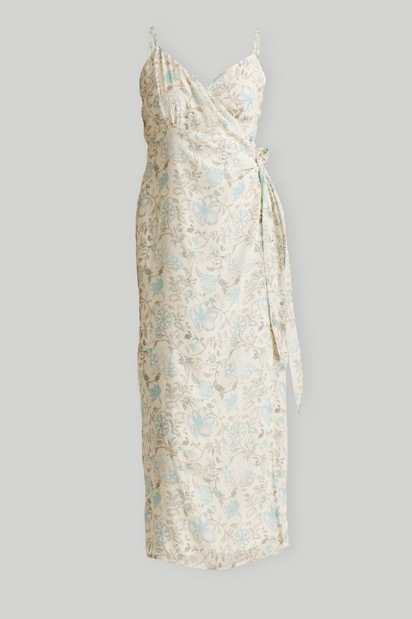 Strappy Wrap Dress in Blue Florals - Regalia Cloth