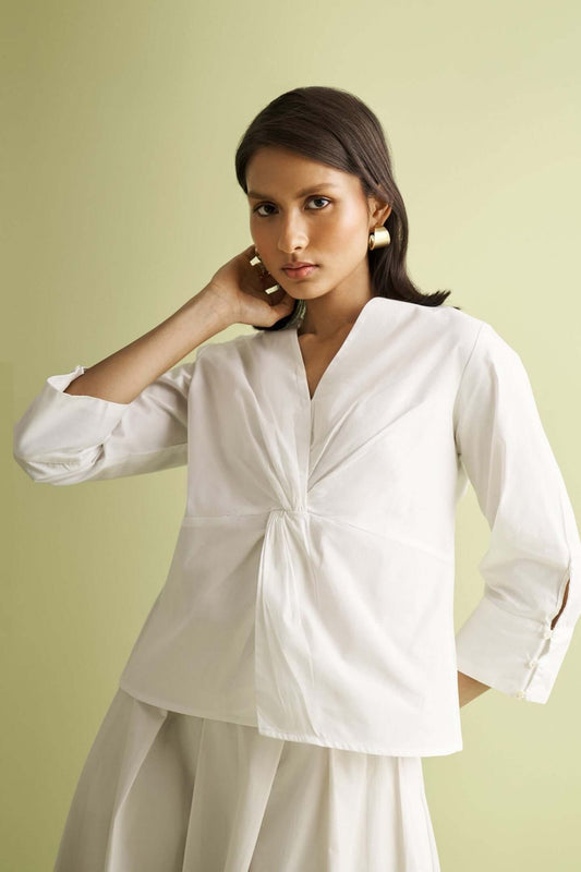 Front Twist Top in White - Regalia Cloth