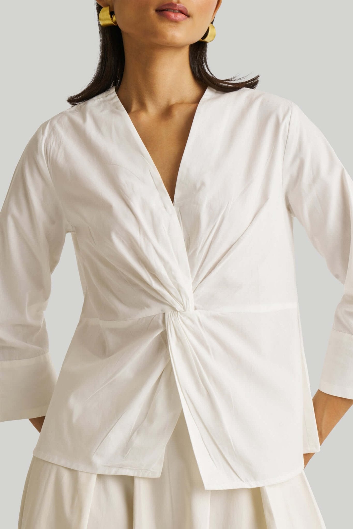 Front Twist Top in White - Regalia Cloth