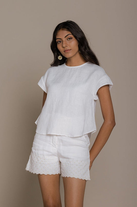 Sandcastle Saturdays Top in White - Regalia Cloth