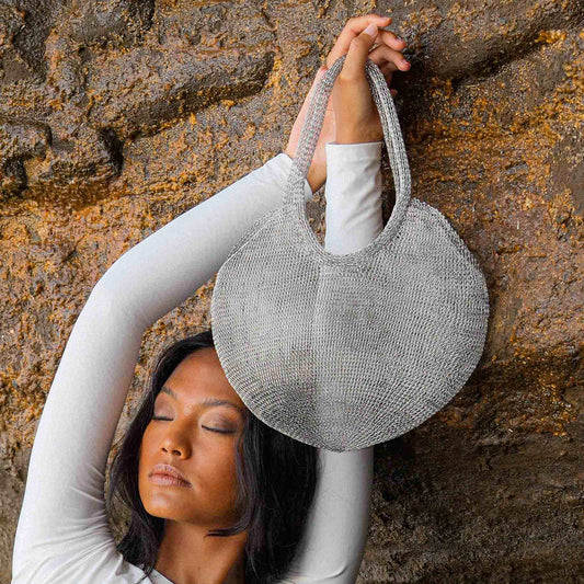 SOL Mesh Wire Tote Bag in Silver - Regalia Cloth